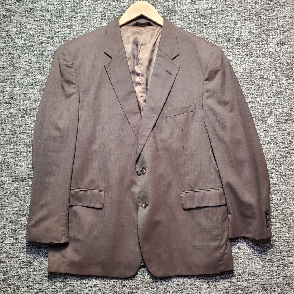 Jos A Bank Mens 48R Wool Suit Jacket Blazer Brown Gray 2 Button Sport Coat